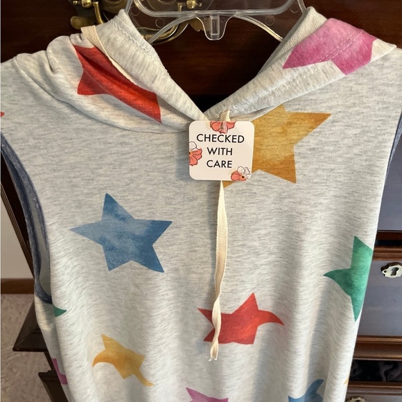 Colorful Star Print Sleeveless Hoodie - Picture 4 of 4